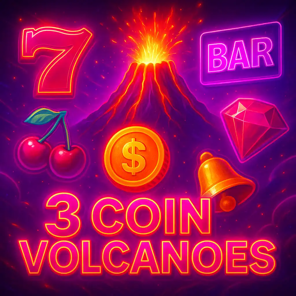 3 Coin Volcanoes slot game screen at PokerBet Casino