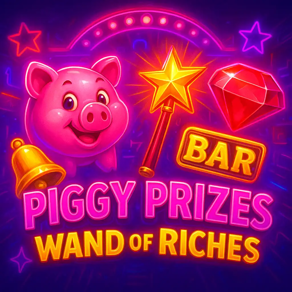 Piggy Prizes Wand of Riches slot game screen at PokerBet Casino